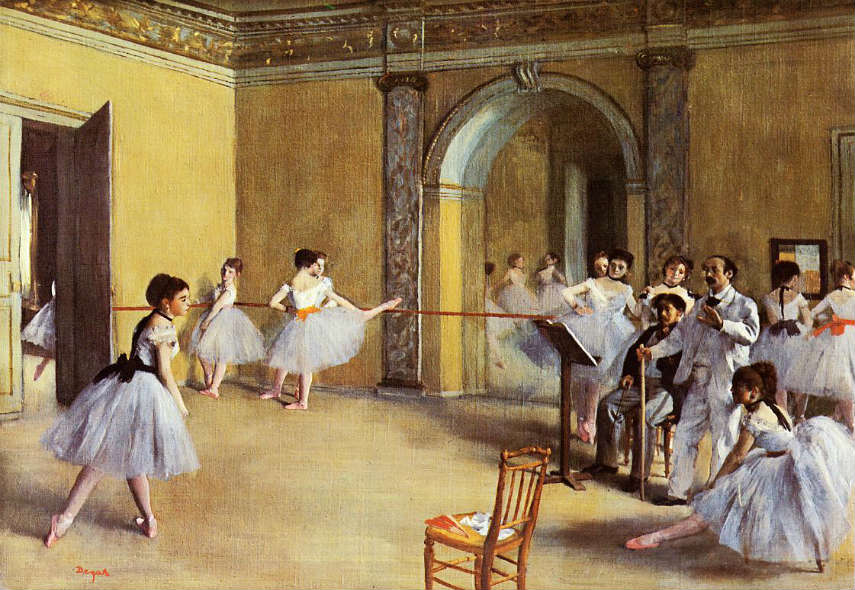 Edgar Degas - Dance Class at the Opera, 1872, photo credits lilicorneoire.blogspot.com french artist portraits works woman history degas dancers years new ballet