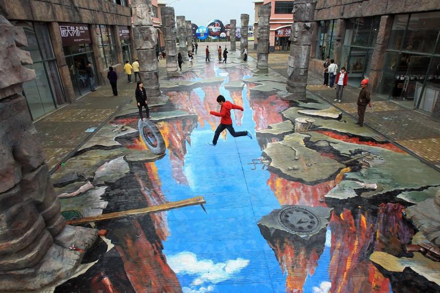 street chalk art lava