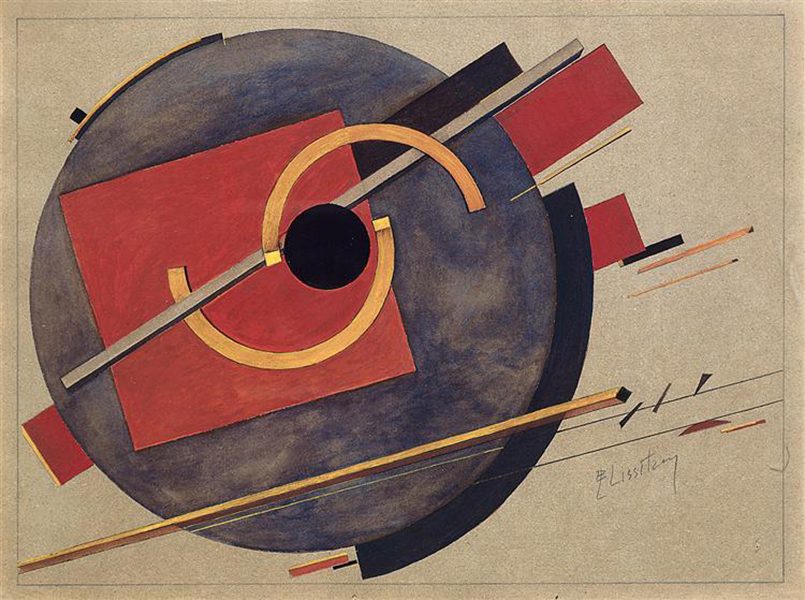 work of Russian avant-garde artist El Lissitzky - Preliminary sketch for a poster, 1920