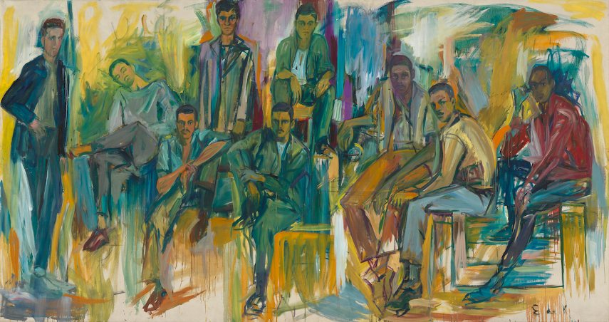 Elaine de Kooning - Portrait of the Burghers of Amsterdam Avenue in an art gallery, 1963