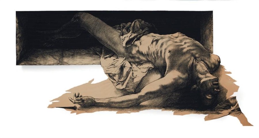Ernest Pignon-Ernest - Homme Allonge Napoli, 1998