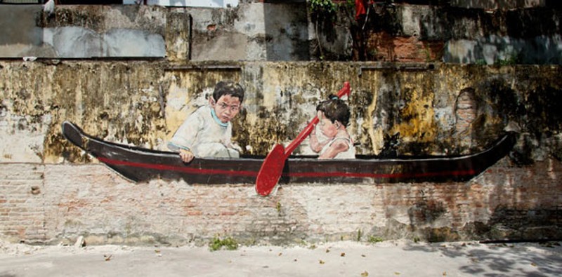 Ernest Zacharevic - Art is Rubbish - Rubbish is Art exhibition, privacy paint wall