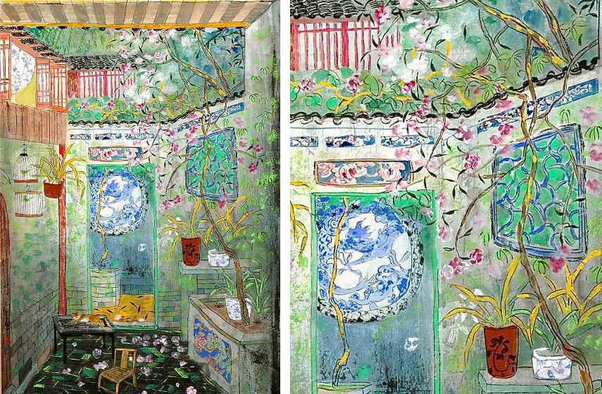 Fang Xiang - A Spring Scene In Guangdong Province (Left) / Detail (Right)