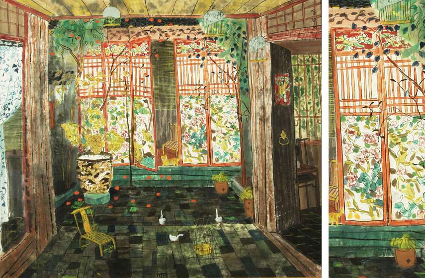 Fang Xiang - Waiting for Guests (Left) / Detail (Right), photo credits Prlog