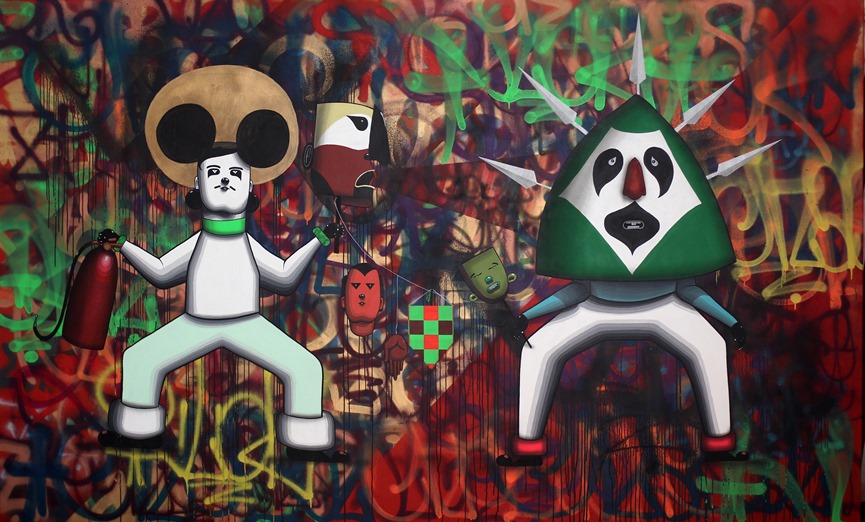 Finok, Os Aborigenes, Acrylic and spray paint on canvas, 190 x 310 cm, 2012