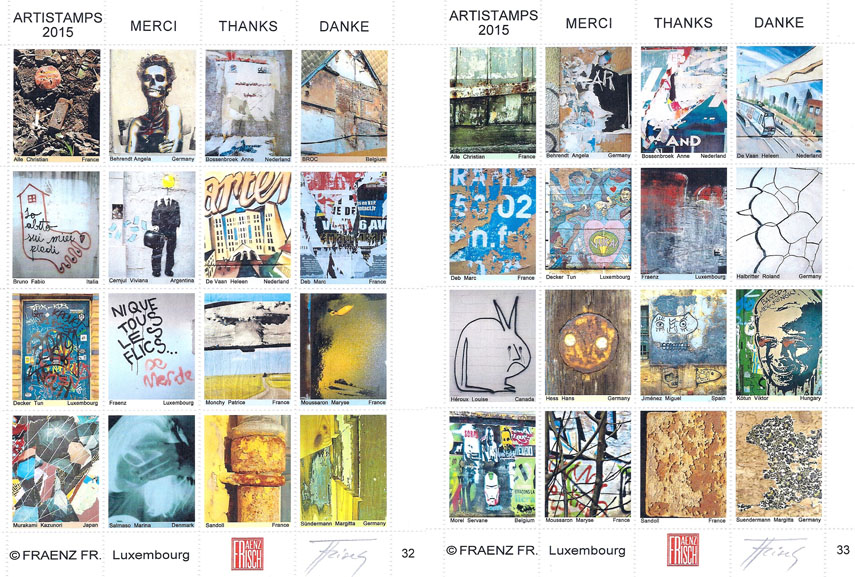Examples of Artistamps by artist Fraenz