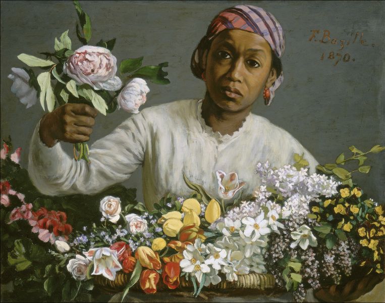 Frédéric Bazille - Young Woman with Peonies, 1870