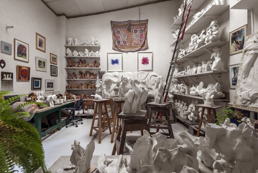 Helaine Blumenfeld’s studio in Pietrasanta, 2016 by the sculptor heleaine blumenfeld