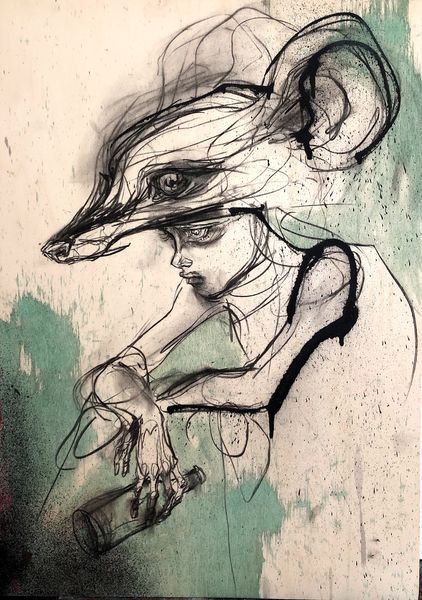 Herakut - Contemplating Rodent, 2018