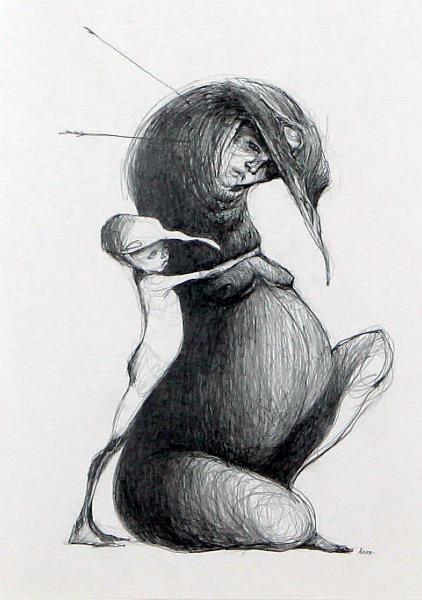 Herakut - Personnages, 2008 (29,7 x 21 cm)
