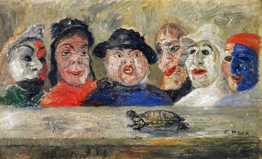 James Ensor - Masks Looking at a Tortoise, 1894