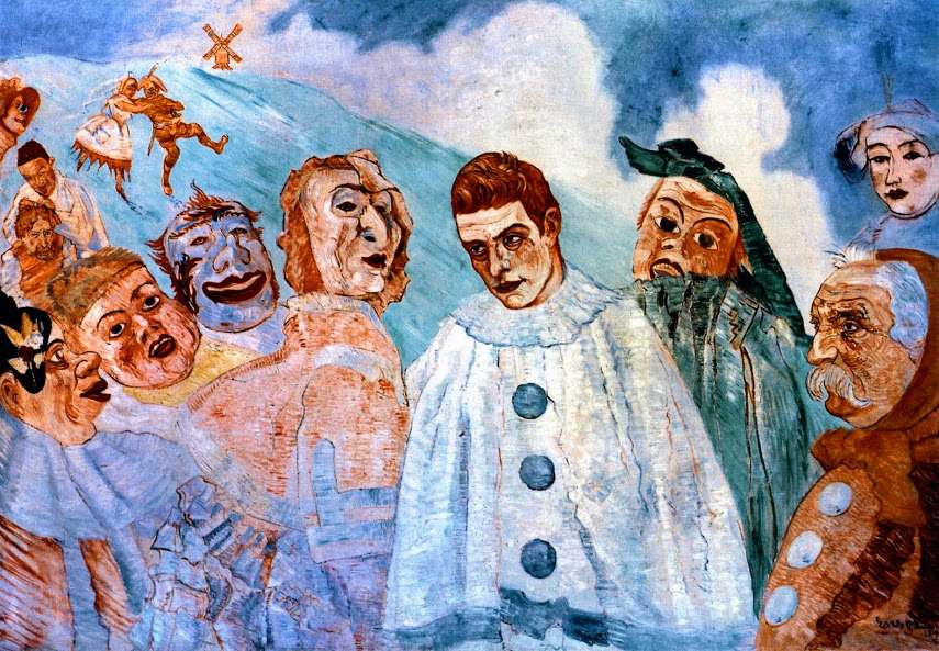 Painting by James Ensor - The Despair of Pierrot, private collection, 1892