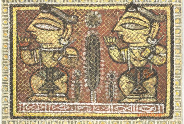 Jamini Roy - Untitled (Lot 1). Estimated at $ 4,646-$7,743; sold for $6,504