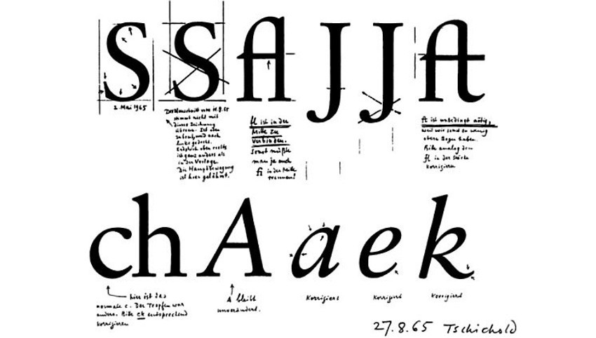 Jan Tschichold - Drawings for Sabon, 1965, photo via designhistorycom, fonts, design, designers