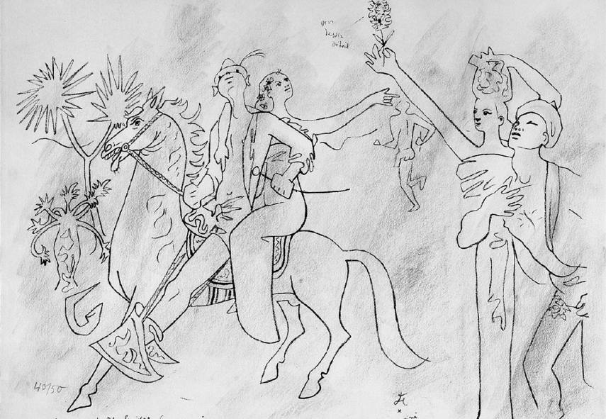As evidenced by this drawing, the art of Jean Cocteau was very influenced by his Catholic faith