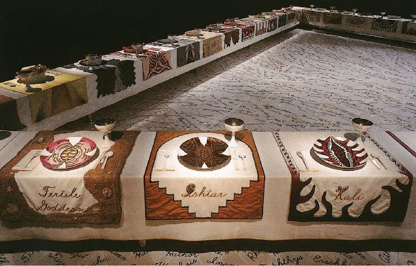 The influence of early Arts and Crafts can be seen in the works of Judy Chicago