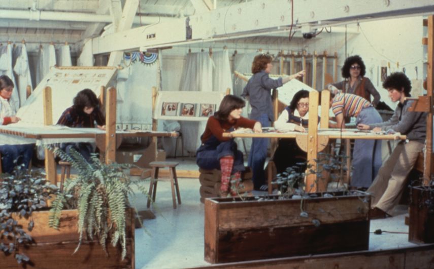 The Dinner Party Place Settings - Judy Chicago and Others Working in the Needlework Loft, 1978