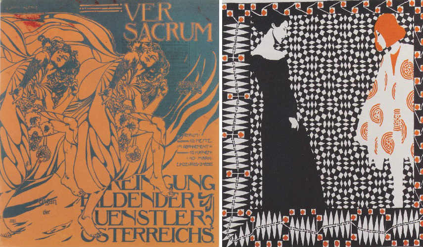 Koloman Moser - Tanzende Mädchen, 1898 (Left) - Vorfrühling 1, 1900 (Right) new works edit book austrian kolo ver sacrum 1897 koloman