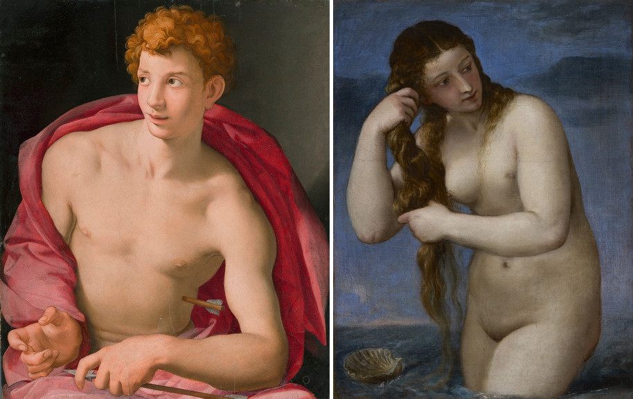 Left Agnolo Bronzino - Saint Sebastian Right Right Titian - Venus Rising from the Sea
