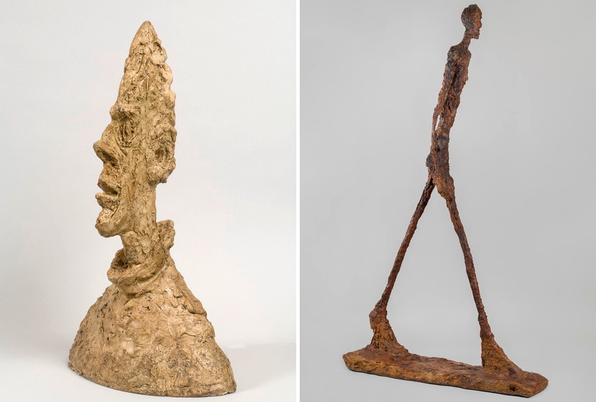 Giacometti - Grande tête mince, 1954, L’homme qui marche II, 1960