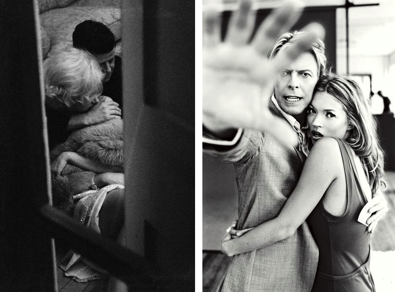 Alison Jackson - Marilyn and JFK through the window, 2000, Ellen von Unwerth - Kate Moss and David Bowie, 2003