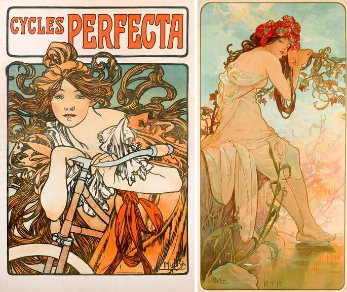 Left Alphonse Mucha - Cycles Perfecta Right Alphonse Mucha - Ete for The Seasons series