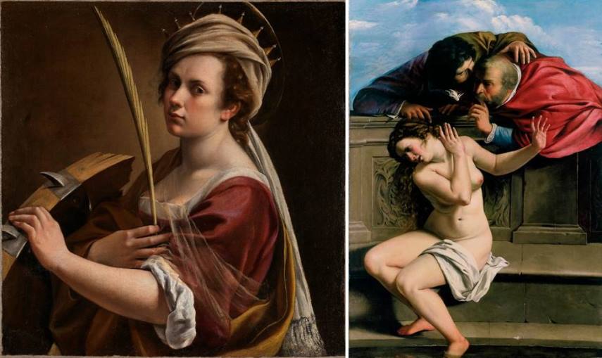 Left Artemisia Gentileschi - Self Portrait as Saint Catherine of Alexandria Right Artemisia Gentileschi - Susannah and the Elders