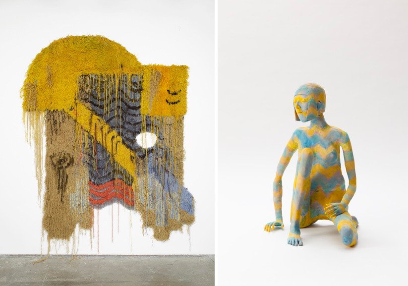 Left Caroline Achaintre - Mad Cap Right Francis Upritchard – Marianne