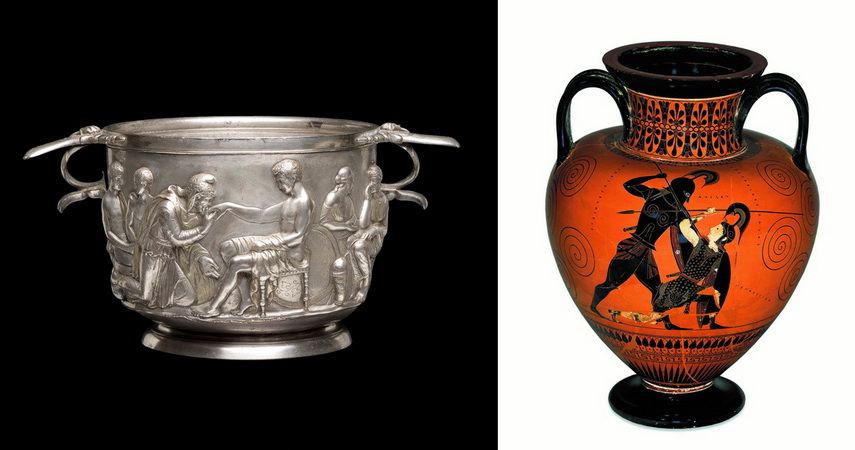 Left Cup with Priam and Achilles Right Troy amphora