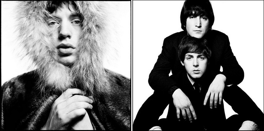 Left David Bailey 1960s portrait of Mick Jagger Right David Bailey - John Lennon and Paul McCartney