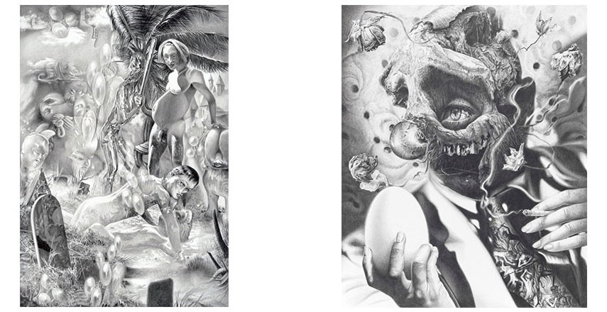 Left: Dennis Scholl - Image for the brothers (Hamlet and Horatio with the gravediggers), 2013 / Right: Dennis Scholl - Image for unbelievers (The first theologian), 2014