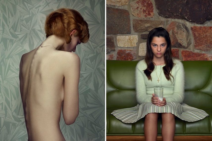 Left Erwin Olaf - Keyhole 5 Right Erwin Olaf – Palm Springs – The Family Visit, The Niece