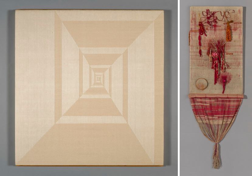 Left Ethel Stein - White Pinwheel Right Claire Zeisler - Hanging