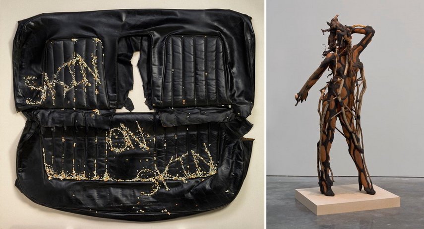 Left Frances Goodman - Skin on Skin Right Wangechi Mutu - Tree Woman