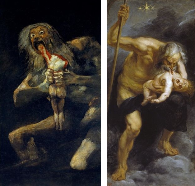 Image result for goya and rubens saturn eating son