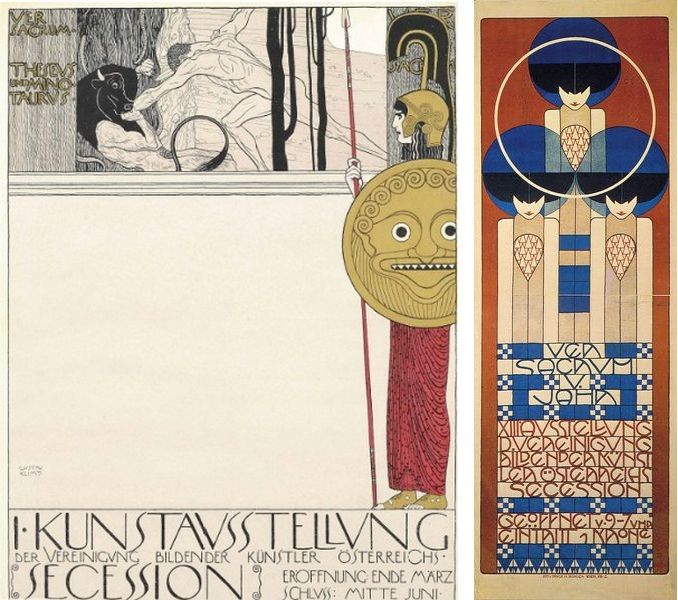 famous graphic designers Gustav Klimt Vienna Secession Poster  / Poster for the 13th Vienna Secession exhibition by designer Koloman Moser