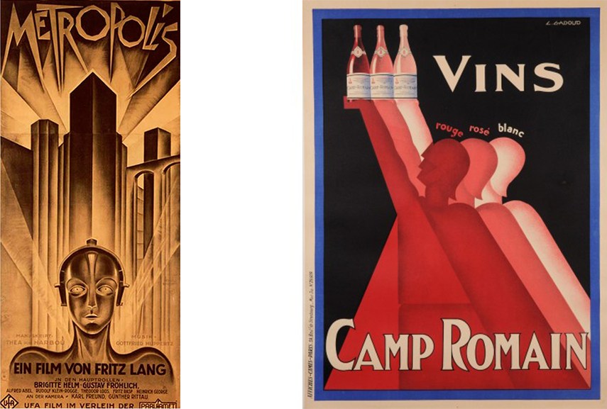 print by artistHeinz Shulz-Neudamm - Metropolis, movie art deco posters / L. Gadoud - Vins Camp Romain