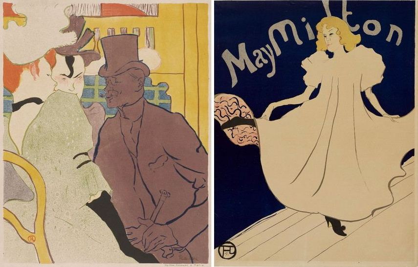 Left Henri de Toulouse-Lautrec - Englishman at Moulin Rouge Right Henri de Toulouse-Lautrec - May Milton