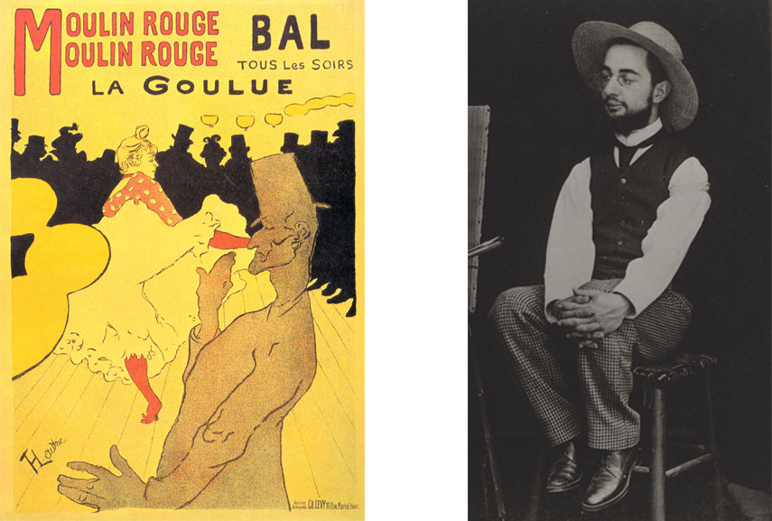 Left: Henri de Toulouse-Lautrec - Moulin Rouge La Goulue, 1891 / Right: Henri de Toulouse-Lautrec portrait