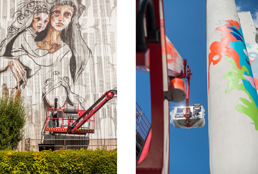 Left Herakut, photo by Montana Cans, Alexander Krziwanie Right SMASH137