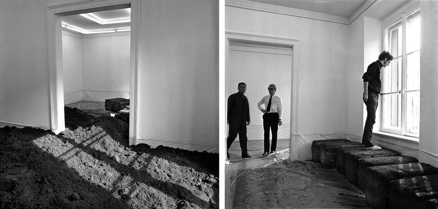 Walter De Maria installing the first Earth Room