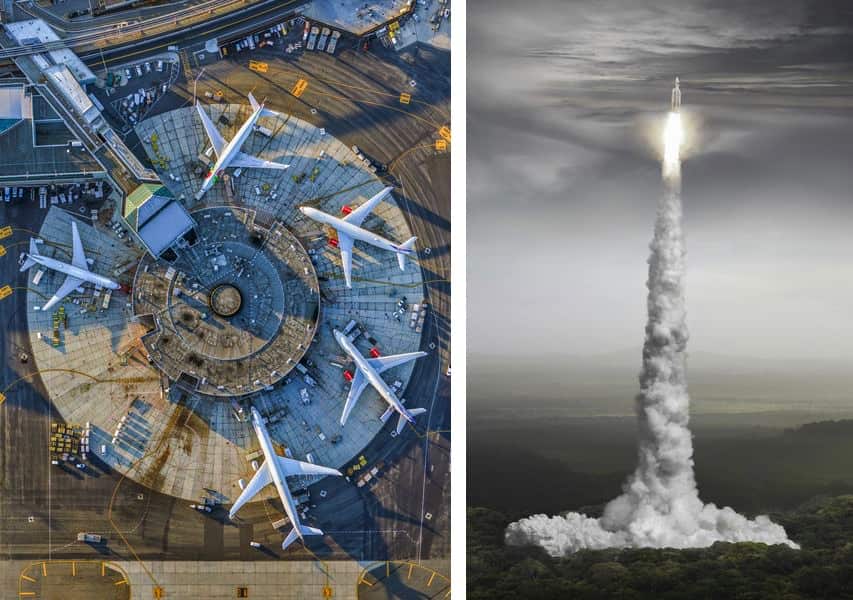 Jeffrey Milstein - Newark 8 Terminal B, Newark, NJ, from the series, Airports, 2016, Michael Najjar, orbital ascent, from the series outer space, 2016