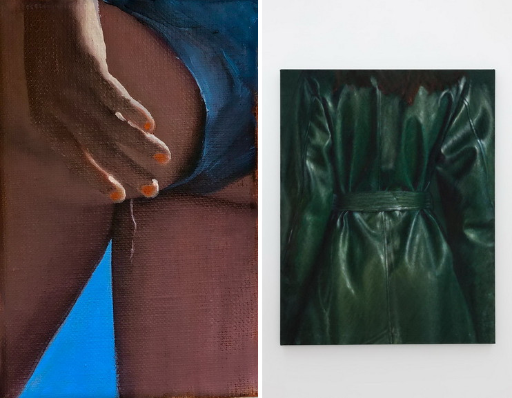 Left Jenna Gribbon - Self-Portrait as a Voyeur Right Issy Wood - Study for a protector