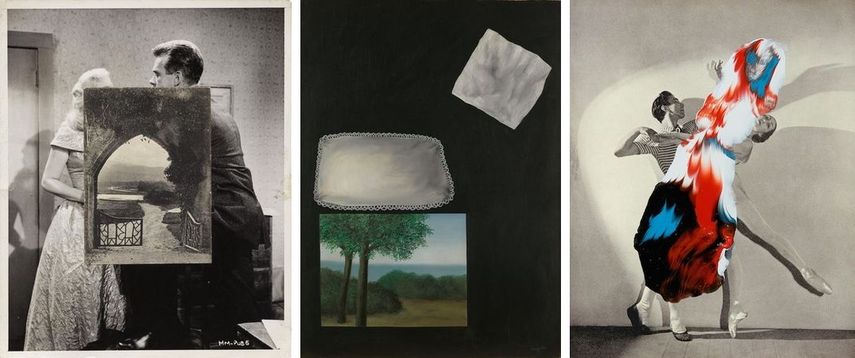 John Stezaker - Arch I, 1980 / Rene Magritte - Les fenêtres de l’aube, 1928 / Linder Sterling -Superautumatisme, Grande Jeté XV, 2015