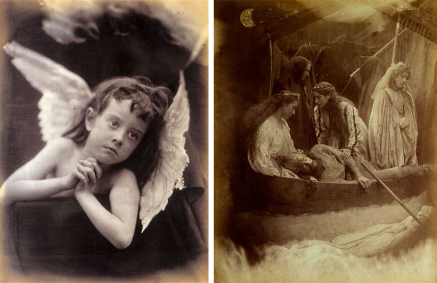 Left: Julia Margaret Cameron - Angel of the Nativity, 1872 / Right: Julia Margaret Cameron - The Passing of Arthur, 1875
