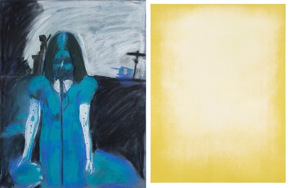Left Karen Kilimnik - Stigmata, 1994 Right Thomas Wachholz- YELLOW 0 0 100 0, 2014