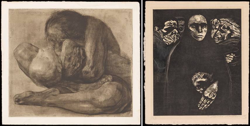 Left Käthe Kollwitz - Woman with Dead Child Right Käthe Kollwitz - The People