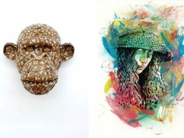 Laurence Vallières - Chimpanzee with the LV monogram, 2017, Alice Pasquini - Serena, 2017