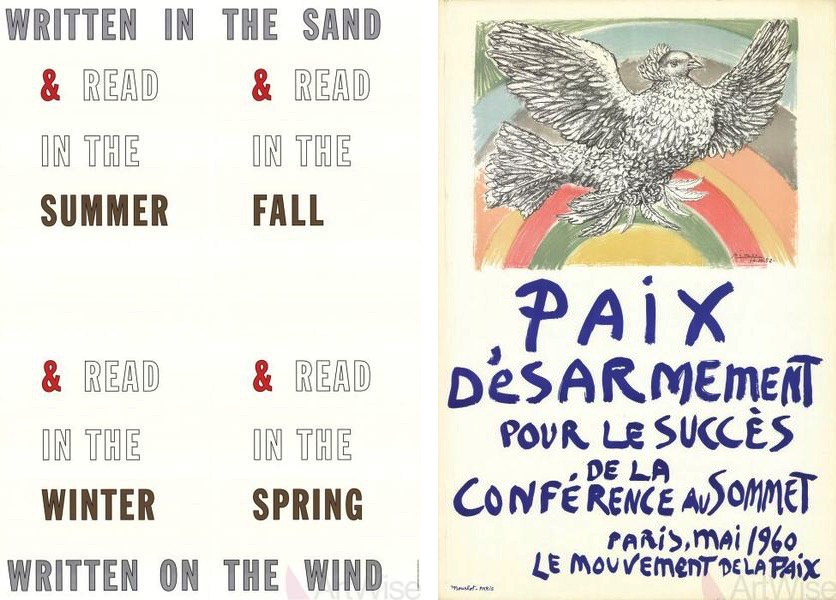 Lawrence Weiner - Written in the Sand, 1997, Pablo Picasso - Paix Disarmement Peace, 1960