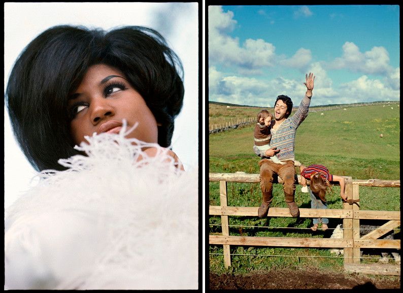 Left Linda McCartney - Aretha Franklin modeling for Mademoiselle Right Linda McCartney - Mary, Paul and Heather
